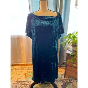 NWT Eliza J Green velvet off shoulder mini dress, 18